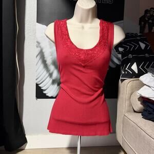 Styleco red lace trim tank